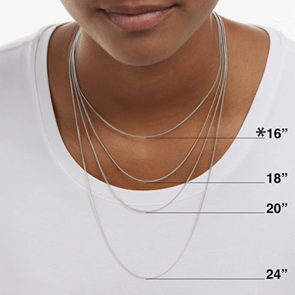 Sterling Silver Blue stone pendant + chain | 16" - Picture 3 of 9